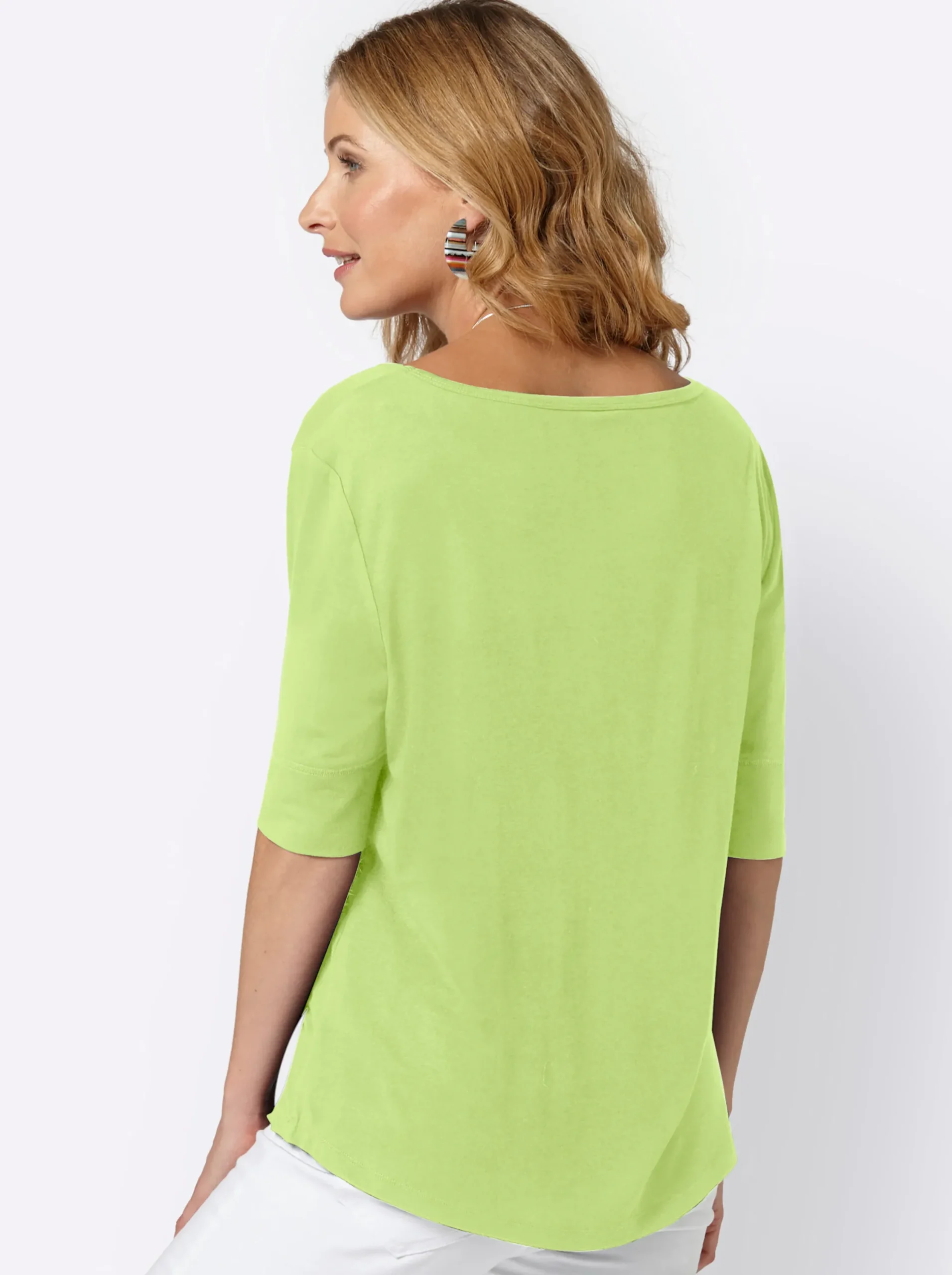 Shirts| T-Shirt mit zweilagigem Ärmelbündchen kiwi