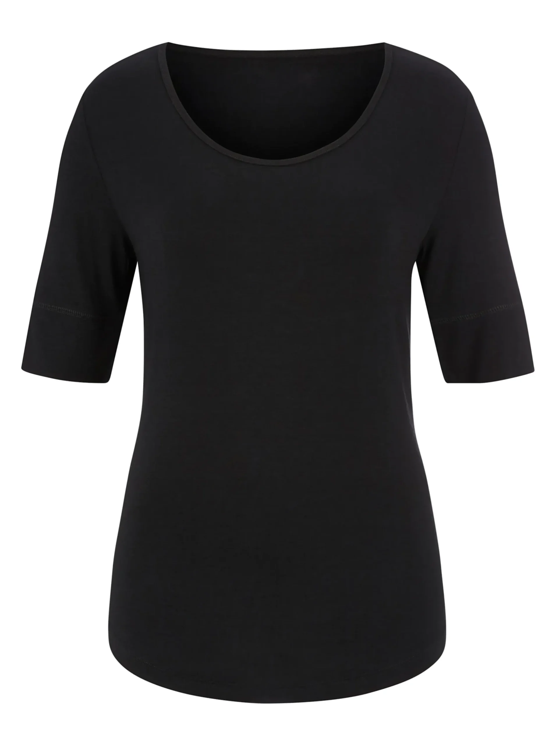 Strandmode| T-Shirt mit zweilagigem Ärmelbündchen schwarz
