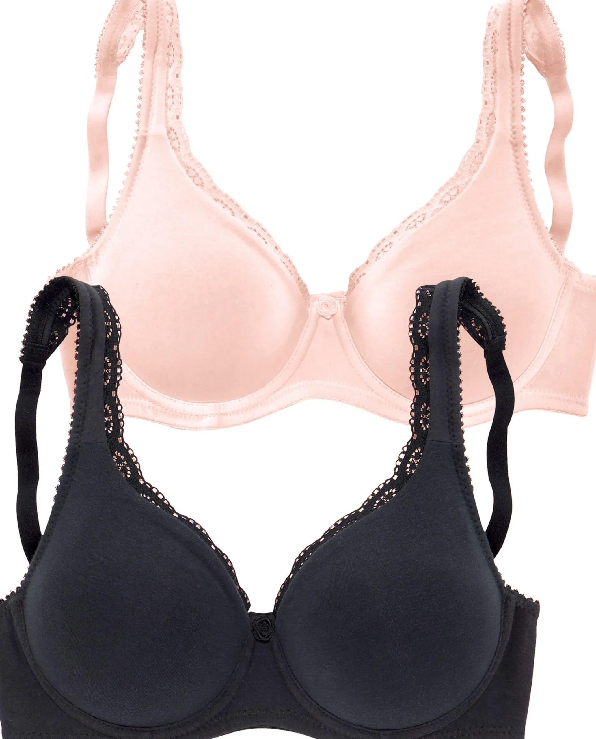 Bhs|petite fleur T-Shirt-BH puder+schwarz