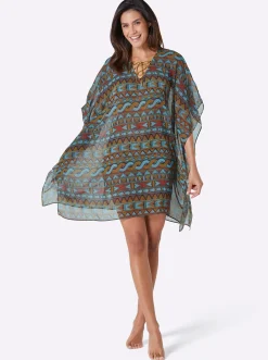 Strandkleider|feel good Tunika aquamarin-terra-bedruckt