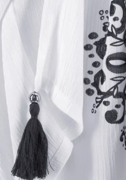Blusen|Shirts|Buffalo Tunika weiß-schwarz-bedruckt