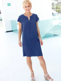 Strandkleider|Basics| Tunikakleid in gerader Schnittform royalblau