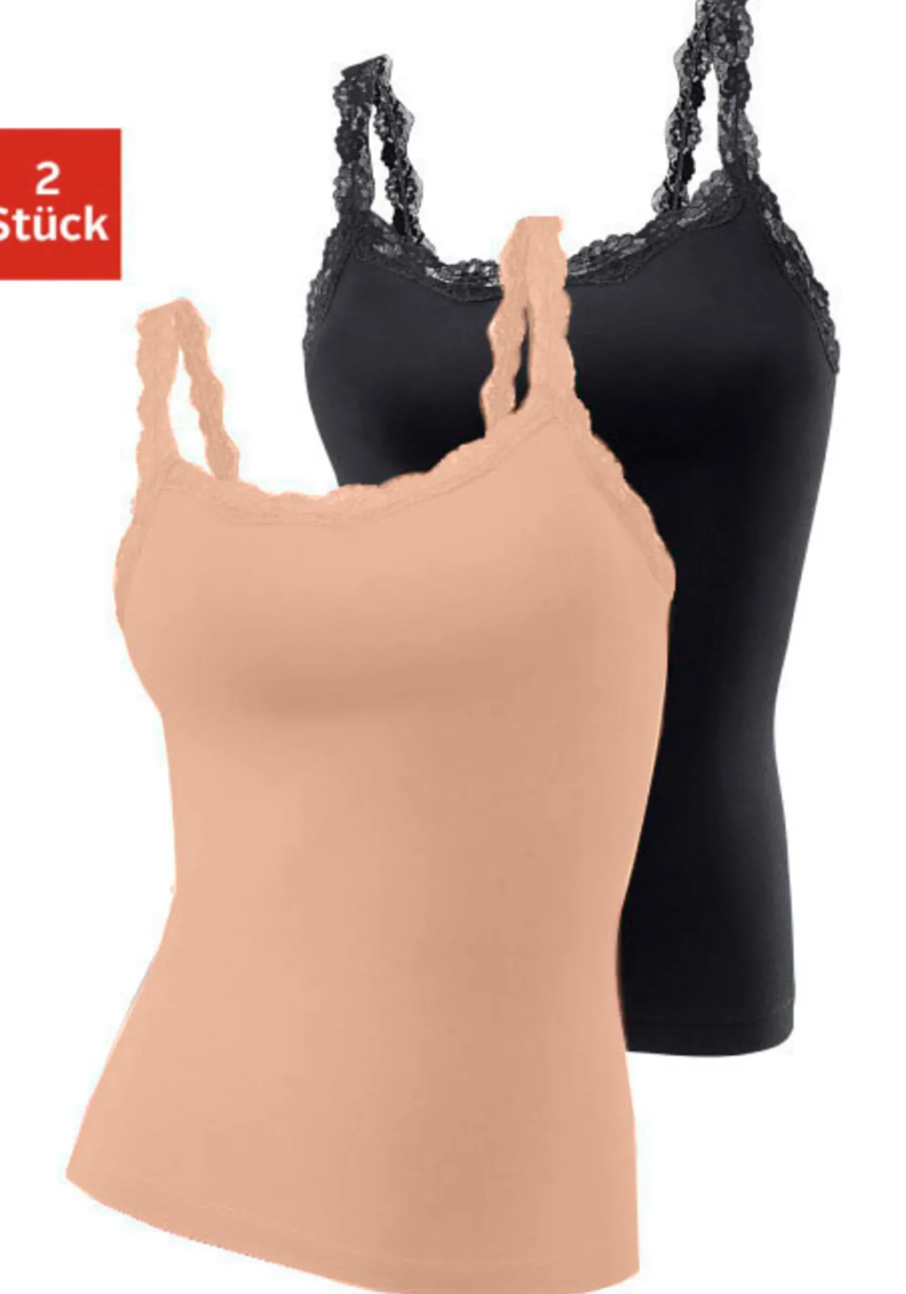 Bodies & Unterhemden|LASCANA Unterhemd beige,schwarz