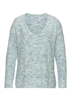 Strandmode|Buffalo V-Ausschnitt-Pullover blau-creme
