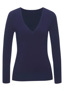 Strandmode|Pullover|Vivance V-Ausschnitt-Pullover marine