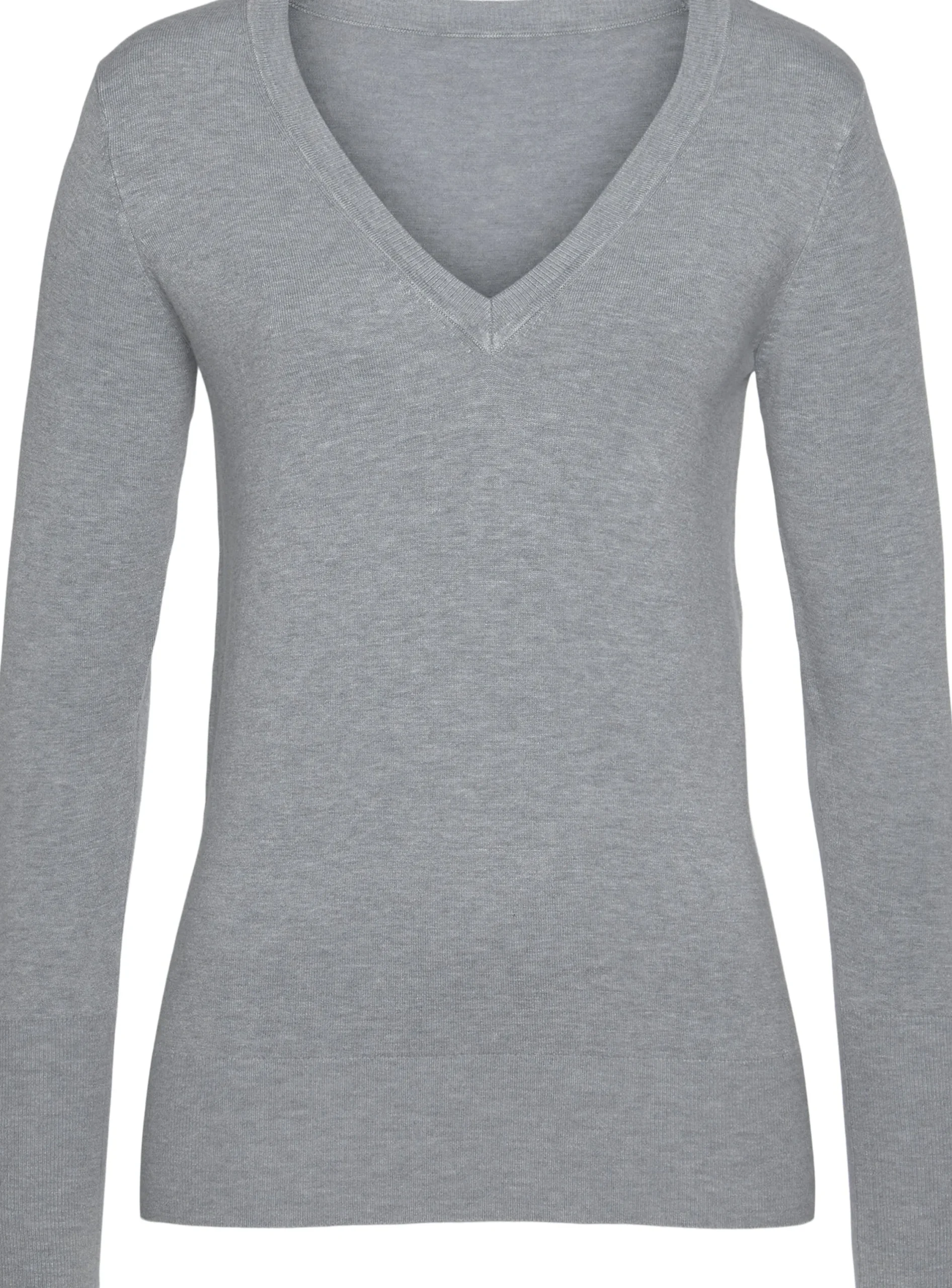 Strandmode|Pullover|Vivance V-Ausschnitt-Pullover grau-meliert