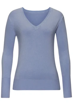 Pullover|Vivance V-Ausschnitt-Pullover hellblau
