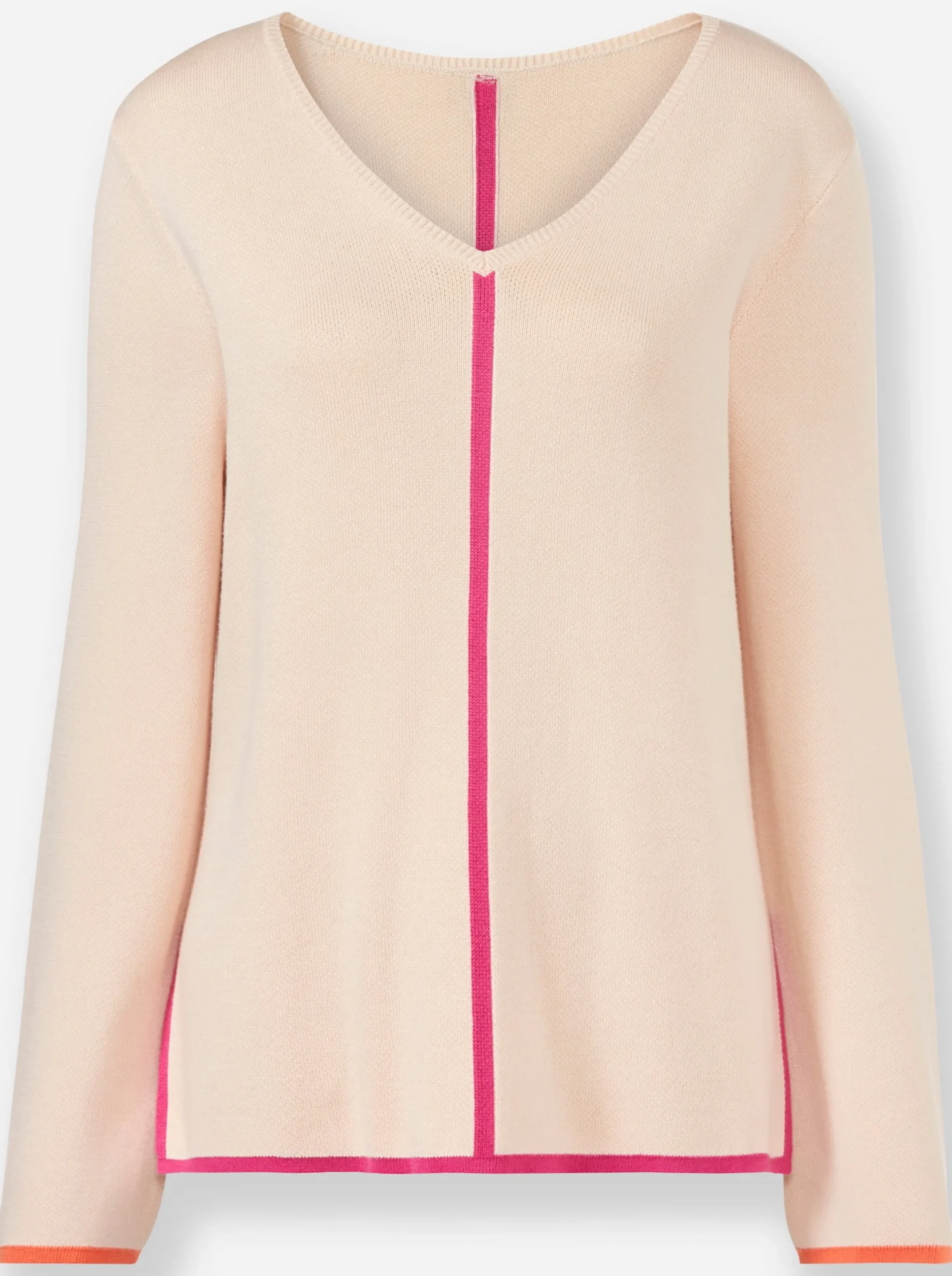 Pullover|heine V-Ausschnitt-Pullover elfenbein-fuchsia