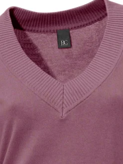 Pullover|heine V-Ausschnitt-Pullover aus reiner Baumwolle mauve