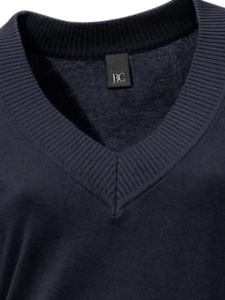 Pullover|heine V-Ausschnitt-Pullover aus reiner Baumwolle marine