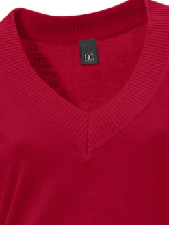 Pullover|heine V-Ausschnitt-Pullover aus reiner Baumwolle rot