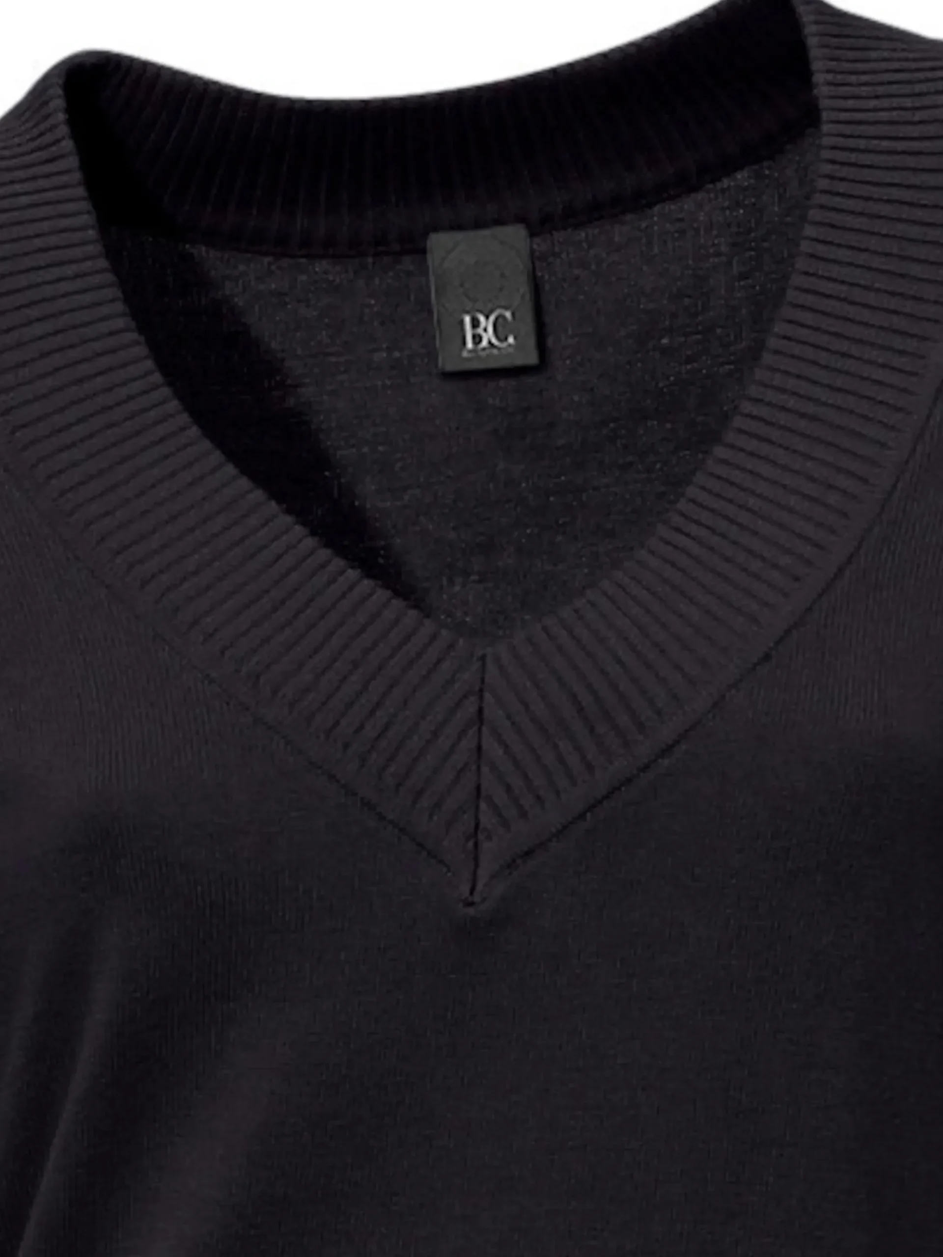 Pullover|heine V-Ausschnitt-Pullover aus reiner Baumwolle schwarz