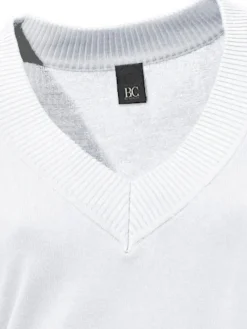 Pullover|heine V-Ausschnitt-Pullover aus reiner Baumwolle weiß