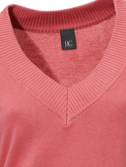Pullover|heine V-Ausschnitt-Pullover aus reiner Baumwolle koralle