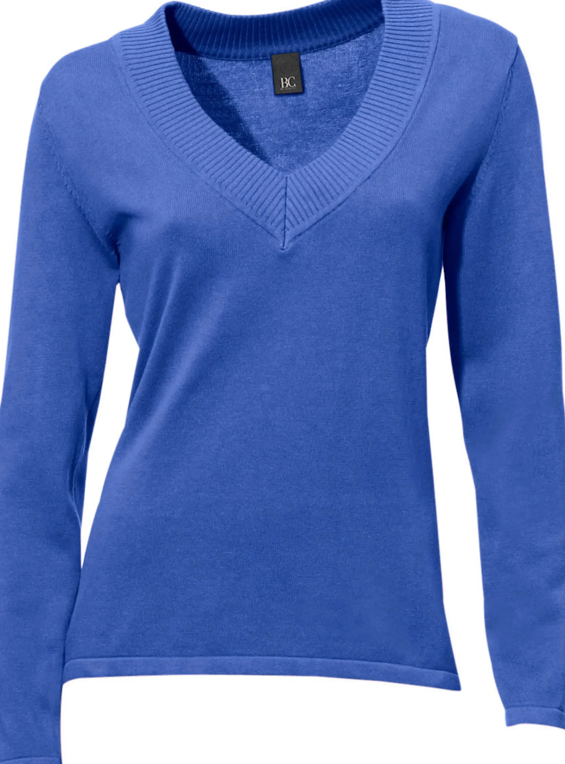 Pullover|heine V-Ausschnitt-Pullover aus reiner Baumwolle royalblau