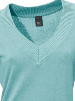 Pullover|heine V-Ausschnitt-Pullover aus reiner Baumwolle aqua