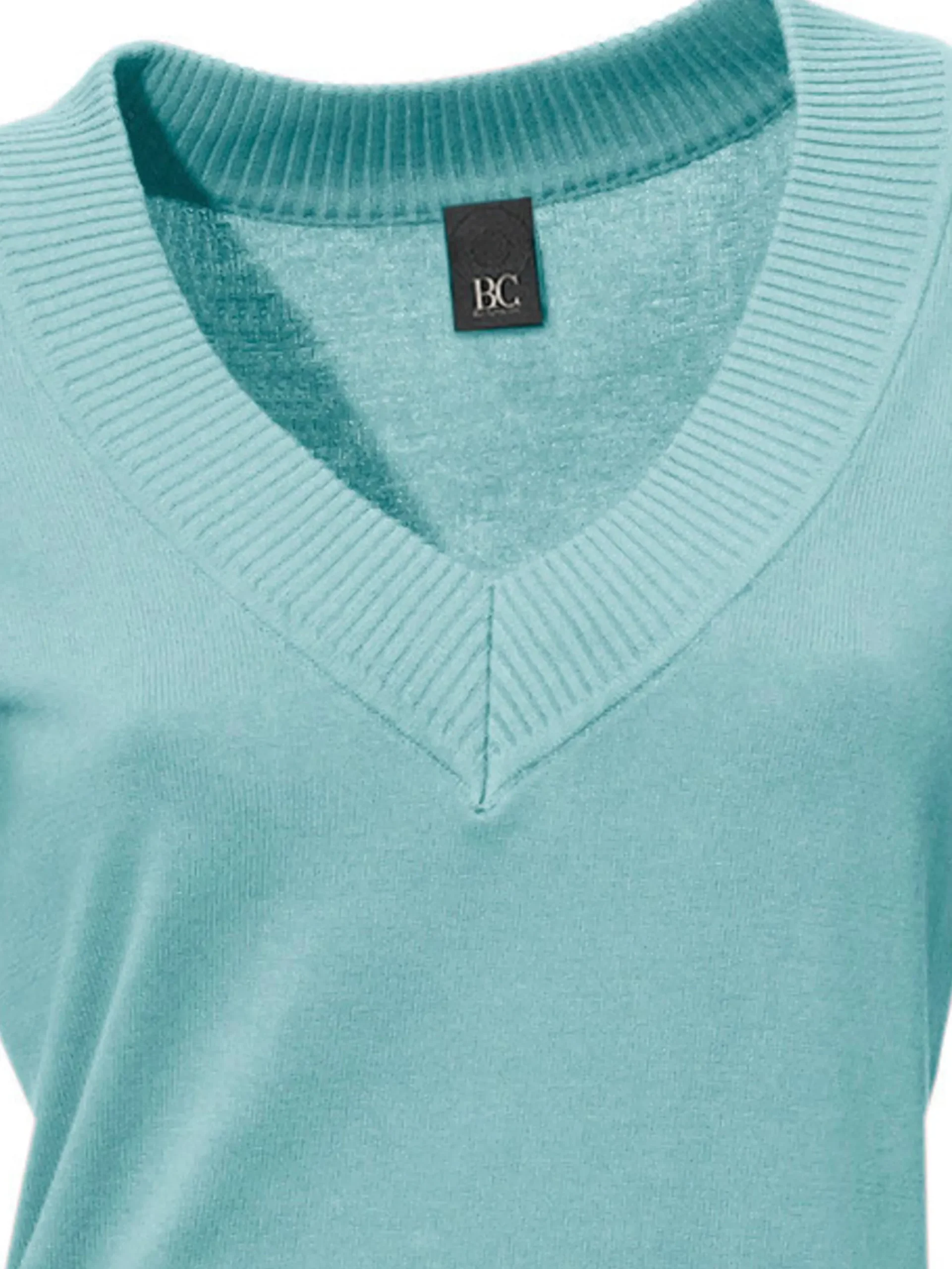 Pullover|heine V-Ausschnitt-Pullover aus reiner Baumwolle aqua