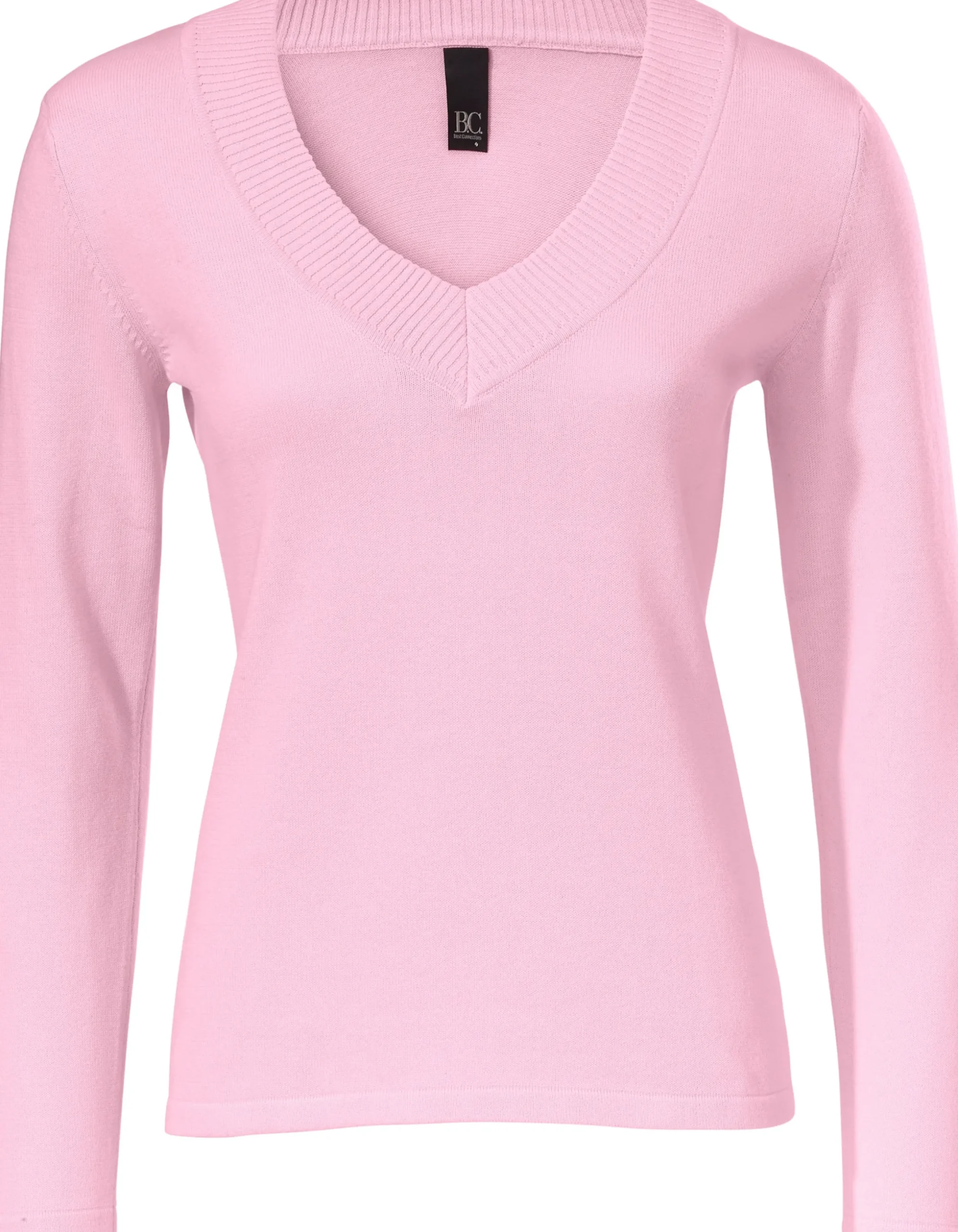 Pullover|heine V-Ausschnitt-Pullover aus reiner Baumwolle rosé