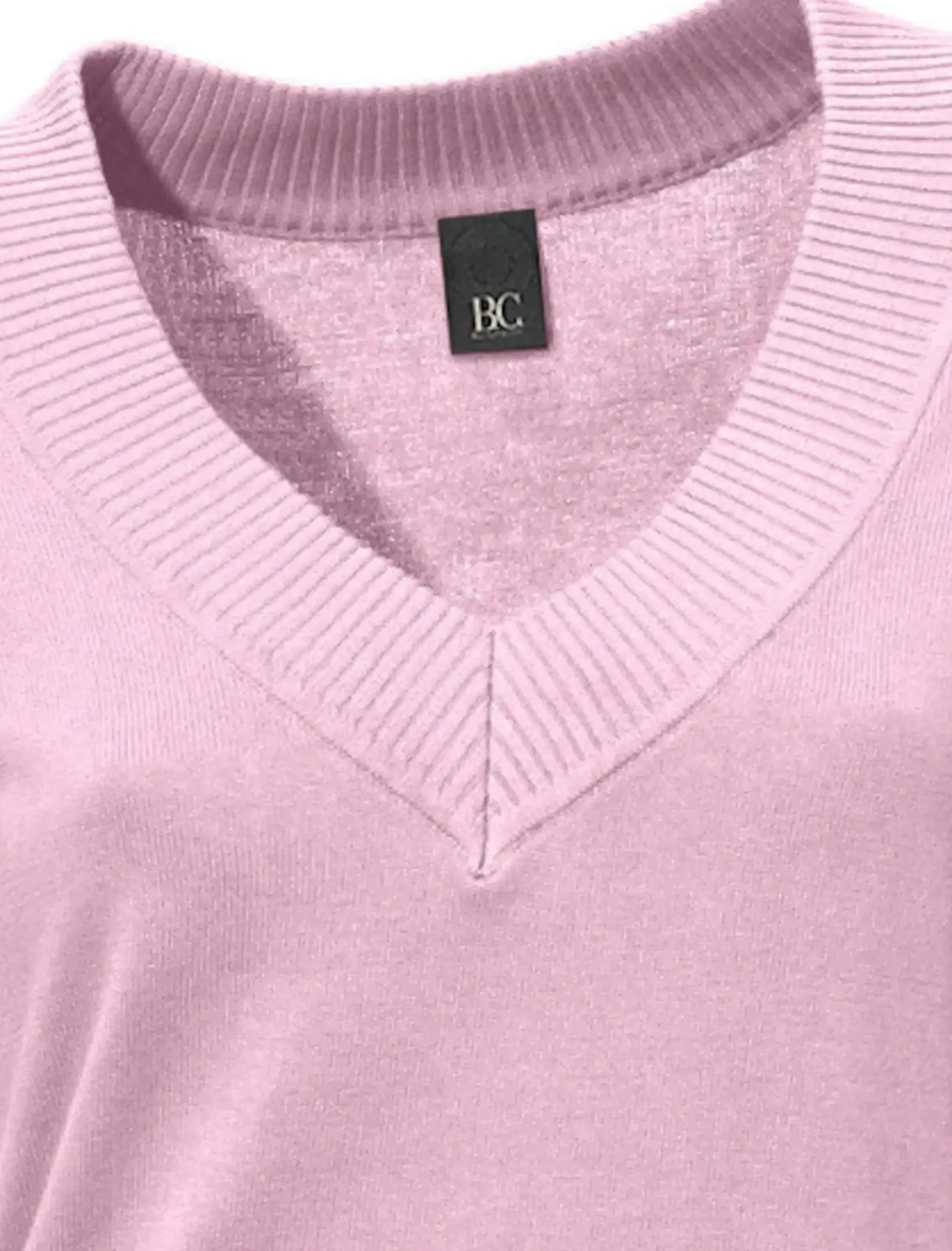 Pullover|heine V-Ausschnitt-Pullover aus reiner Baumwolle rosé