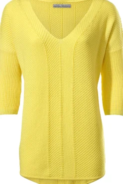 Basics|heine V-Ausschnitt-Pullover im Oversized-Schnitt gelb