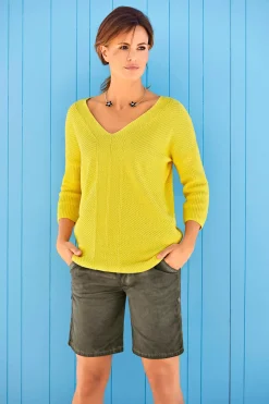 Basics|heine V-Ausschnitt-Pullover im Oversized-Schnitt gelb