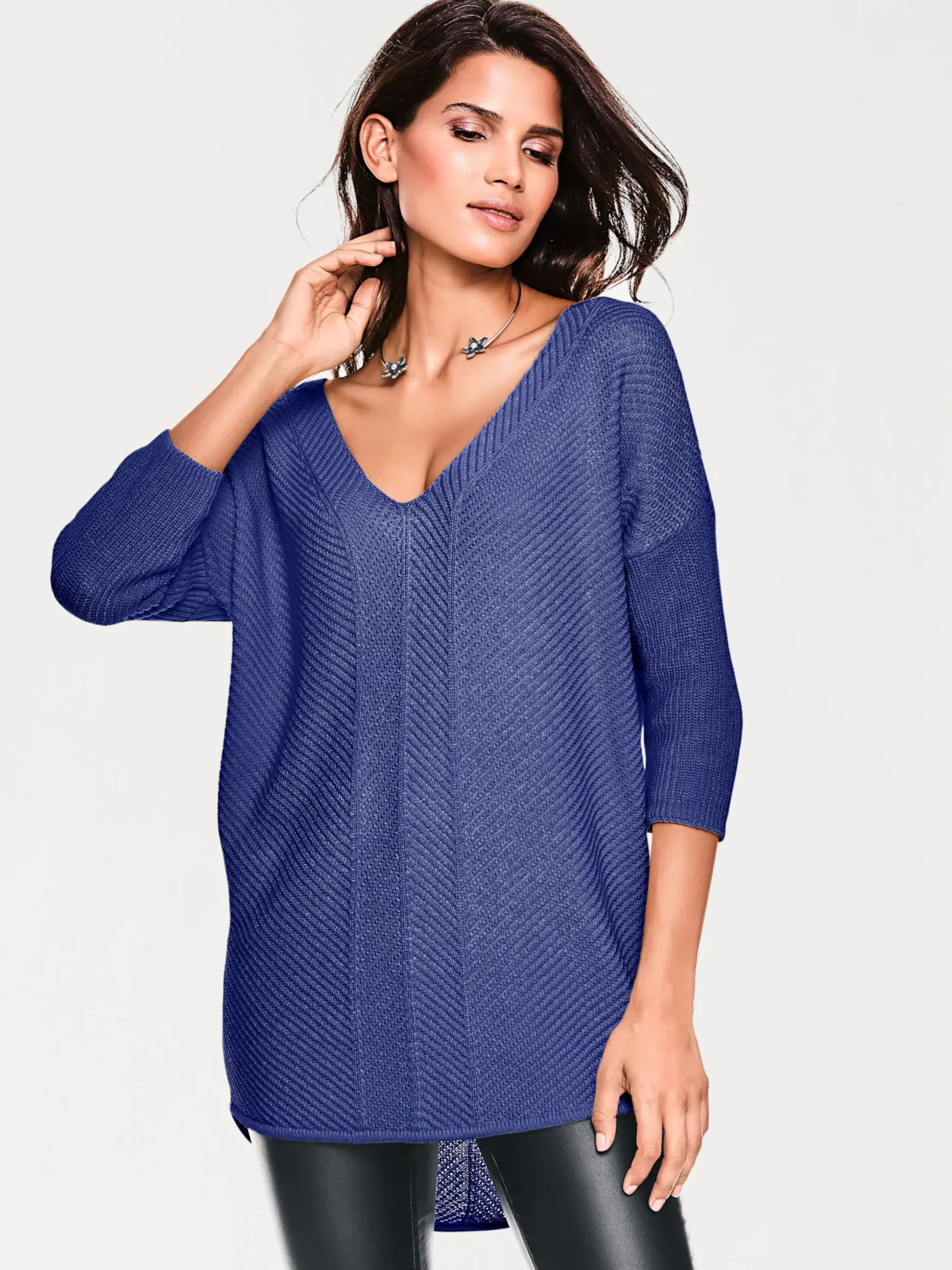 Pullover|heine V-Ausschnitt-Pullover im Oversized-Schnitt royalblau
