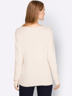 Pullover|heine V-Ausschnitt-Pullover in asymmetrischer Form champagner
