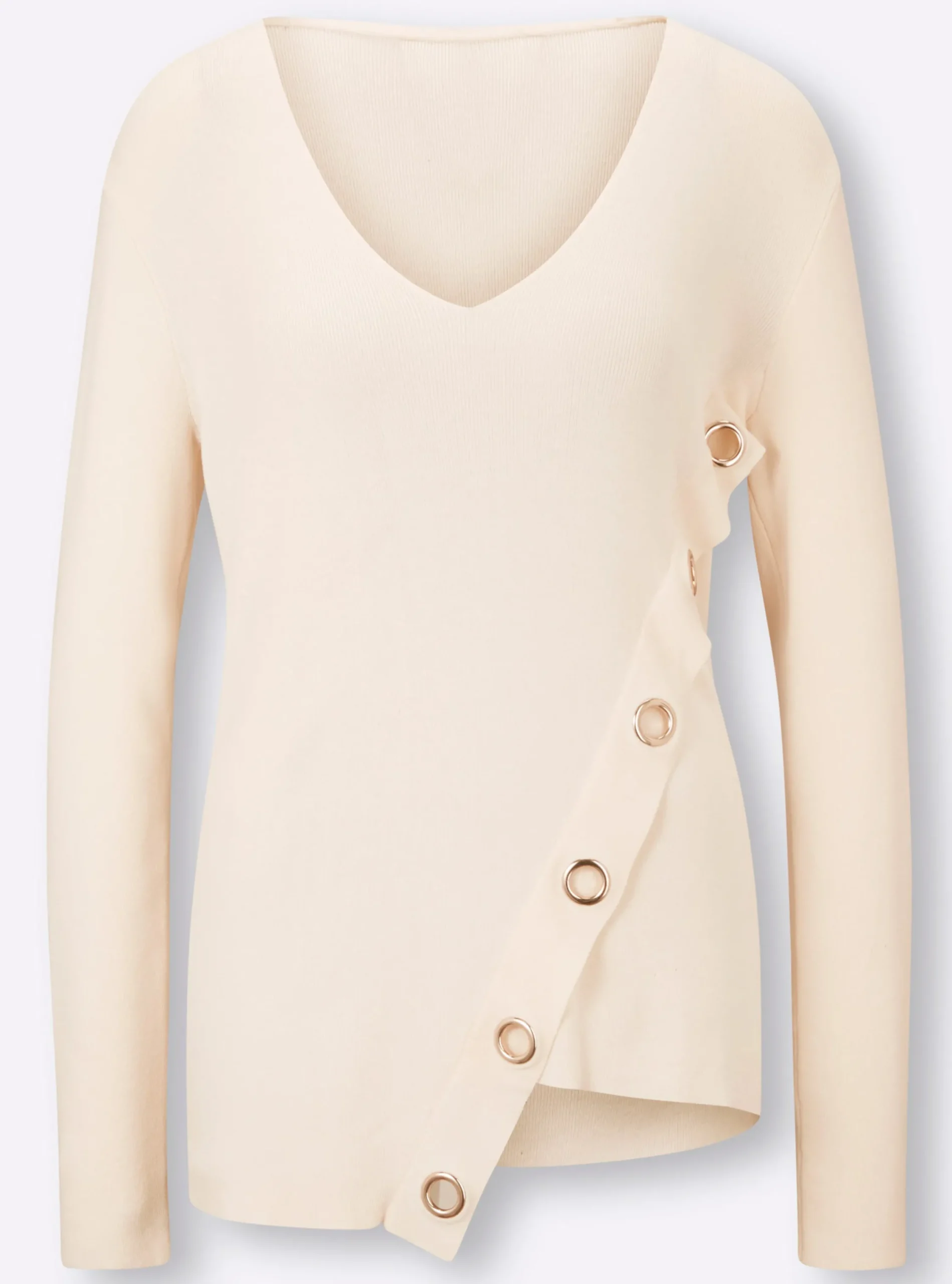 Pullover|heine V-Ausschnitt-Pullover in asymmetrischer Form champagner