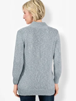 Pullover| V-Ausschnitt-Pullover in 2-in-1-Optik bleu-meliert