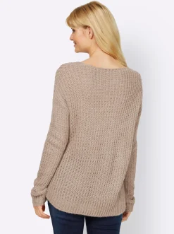 Pullover|heine V-Ausschnitt-Pullover in Melange-Optik sesam-meliert