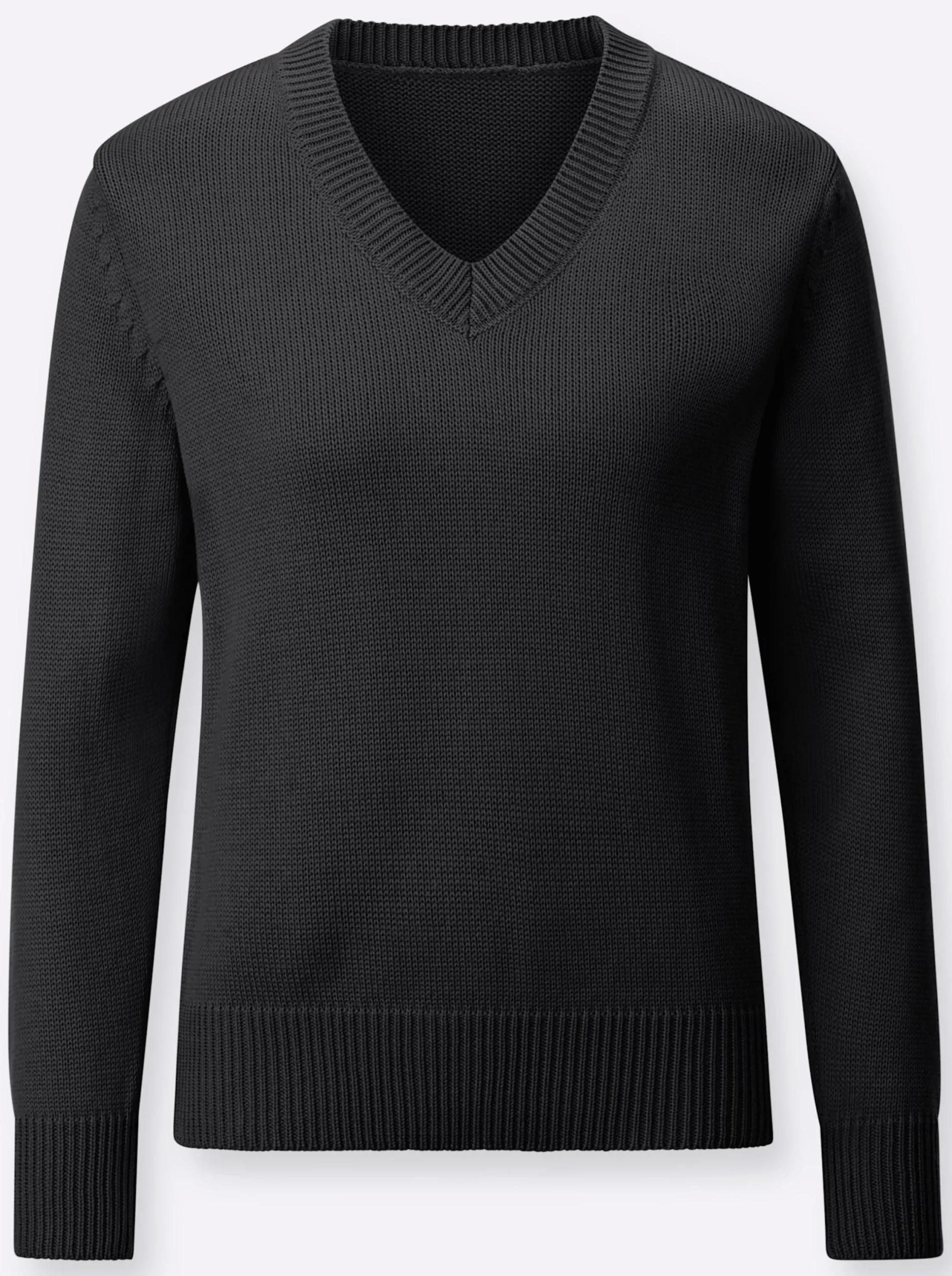 Pullover| V-Ausschnitt-Pullover mit Baumwolle schwarz