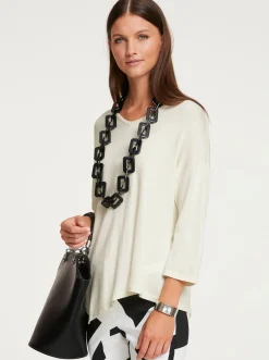 Pullover|heine V-Ausschnitt-Pullover mit spitz zulaufendem Saum ecru