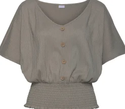 Strandmode|LASCANA V-Shirt khaki