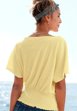 Shirts|LASCANA V-Shirt pastellgelb