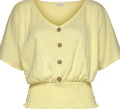 Shirts|LASCANA V-Shirt pastellgelb