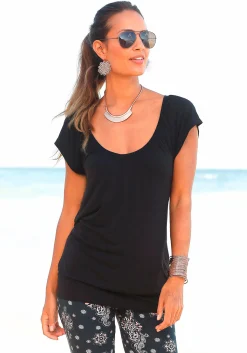Strandmode|Shirts|LASCANA V-Shirt schwarz