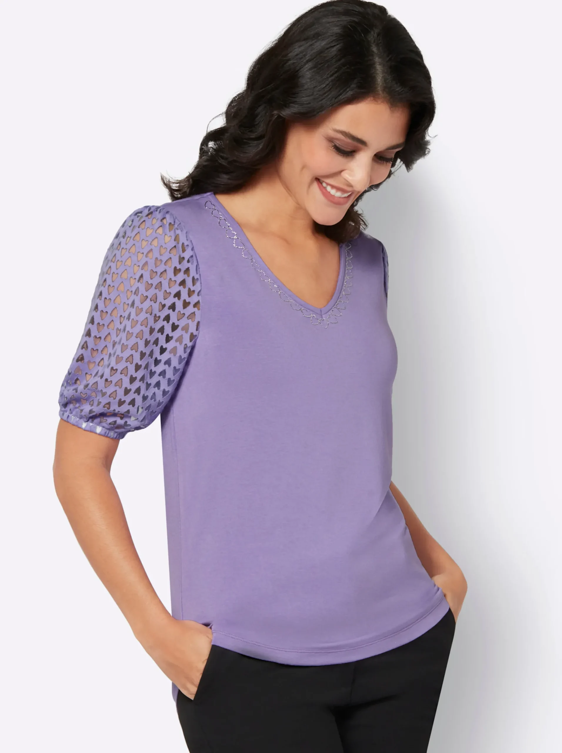 Shirts| V-Shirt lavendel