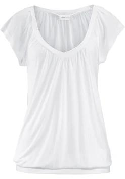 Strandmode|Shirts|LASCANA V-Shirt weiß