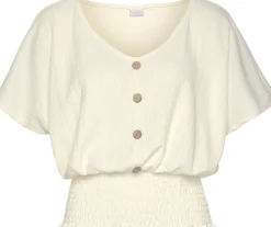 Strandmode|Shirts|LASCANA V-Shirt creme