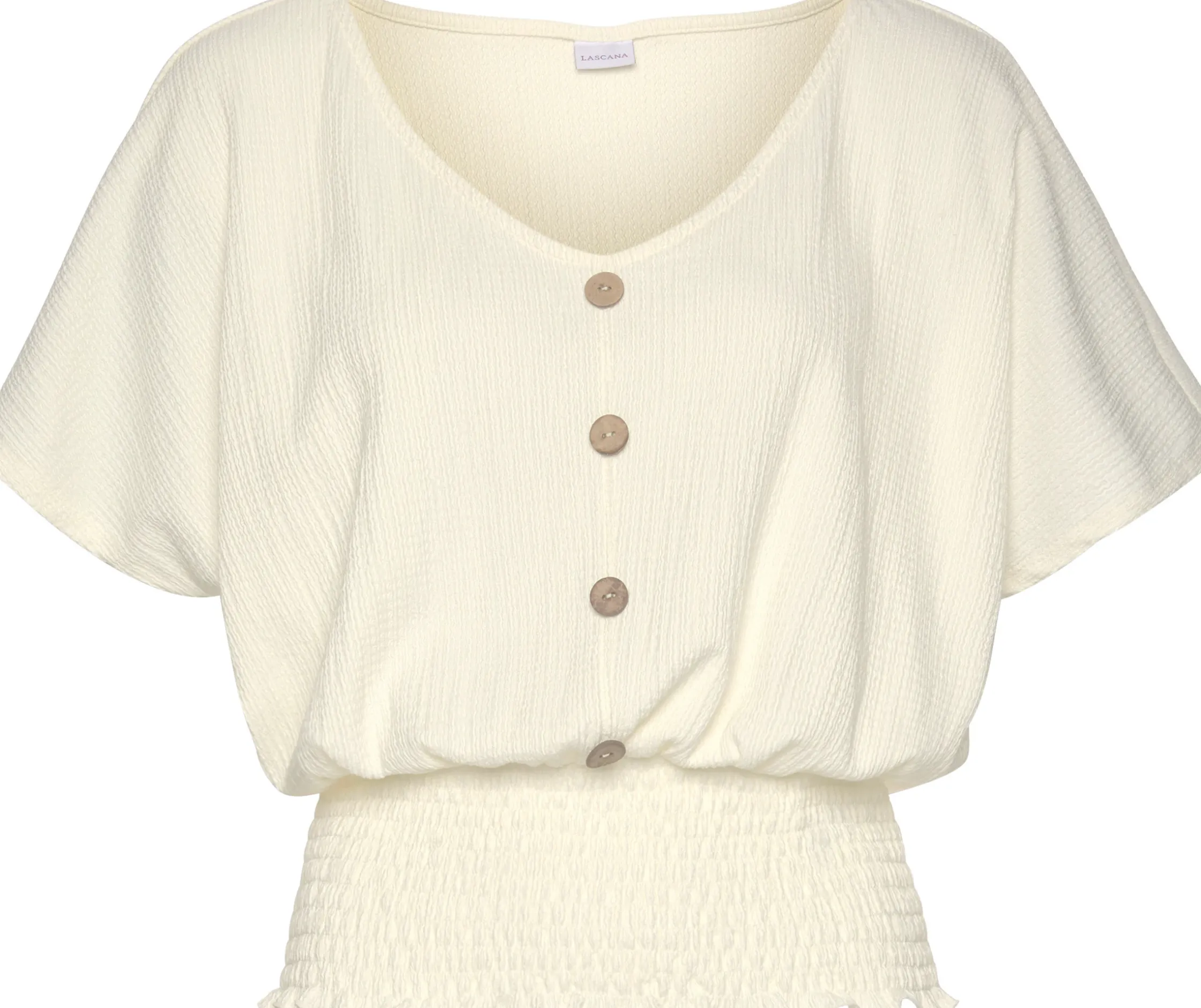 Strandmode|Shirts|LASCANA V-Shirt creme