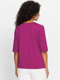 Shirts| V-Shirt mit V-Ausschnitt, pflegeleicht magenta