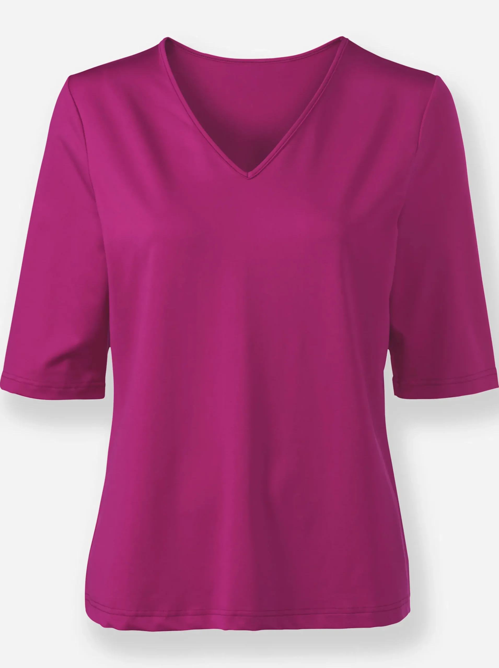 Shirts| V-Shirt mit V-Ausschnitt, pflegeleicht magenta