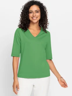 Shirts| V-Shirt mit V-Ausschnitt, pflegeleicht apfel