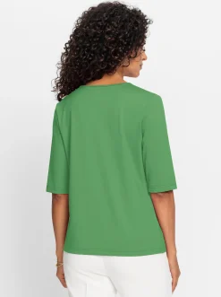 Shirts| V-Shirt mit V-Ausschnitt, pflegeleicht apfel