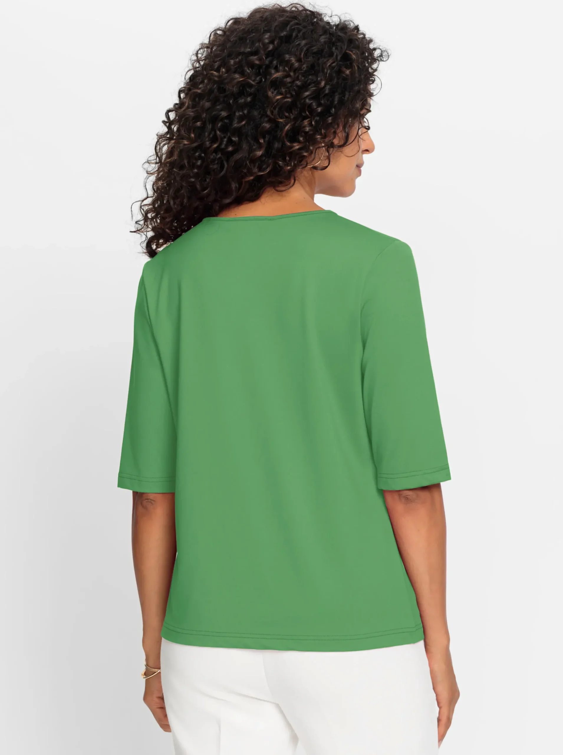 Shirts| V-Shirt mit V-Ausschnitt, pflegeleicht apfel