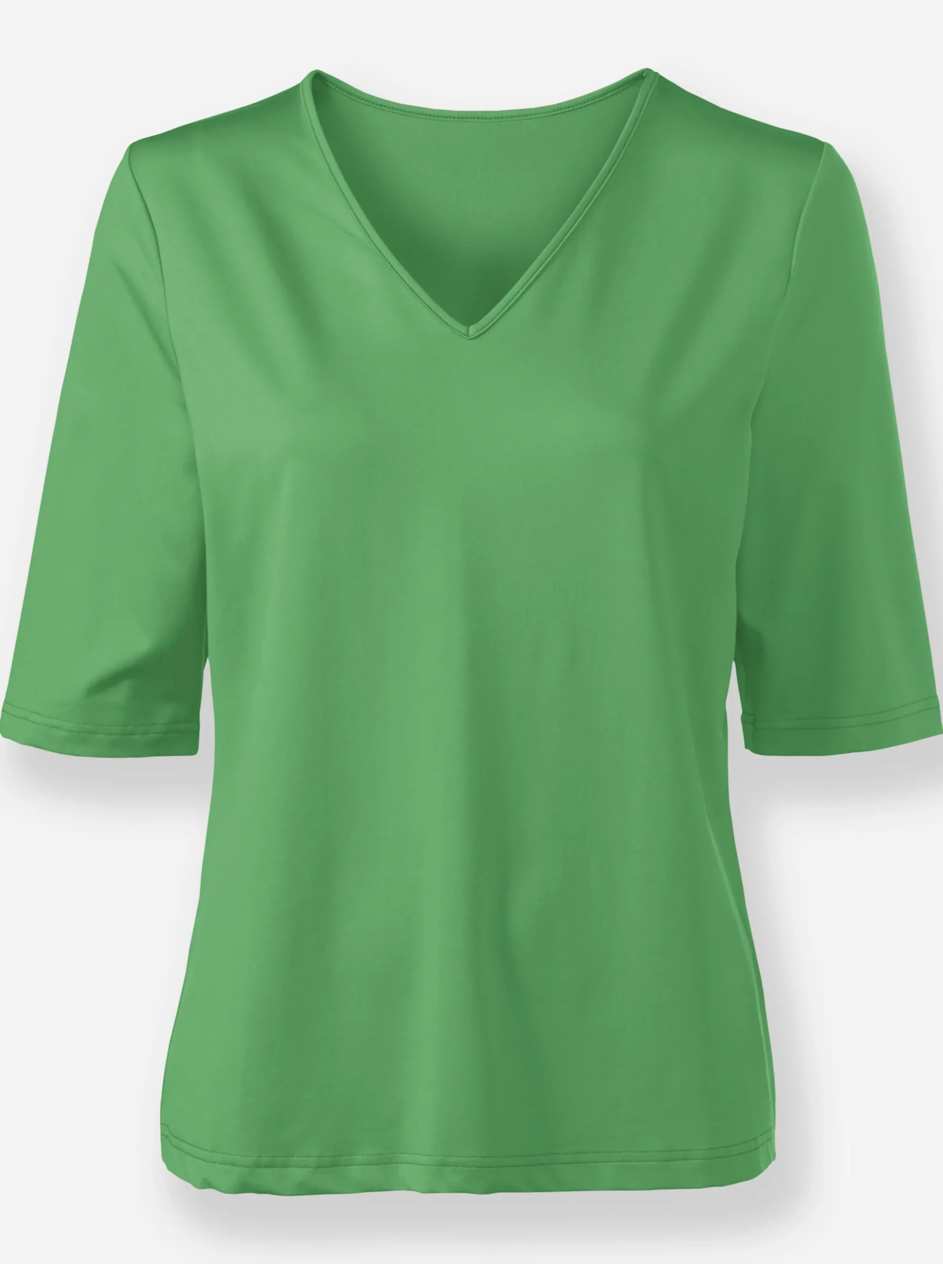 Shirts| V-Shirt mit V-Ausschnitt, pflegeleicht apfel