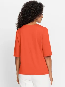 Shirts| V-Shirt mit V-Ausschnitt, pflegeleicht orange