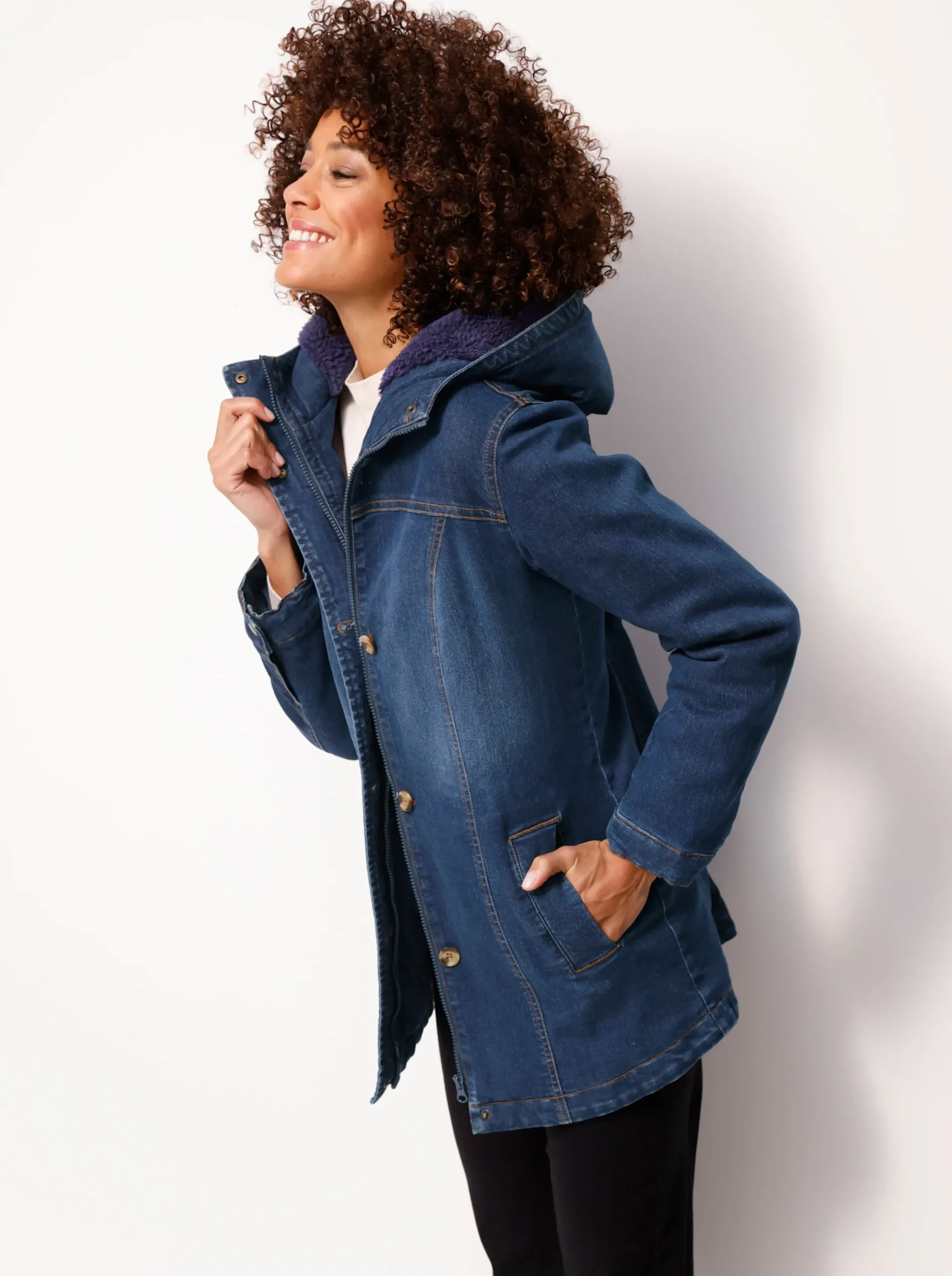 Jacken| warm gefütterte Jeansjacke darkblue