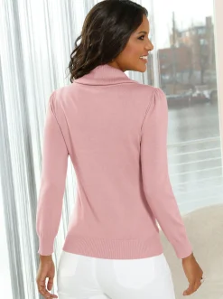 Basics| Wasserfallpullover im Baumwoll-Viskose-Mix rosé