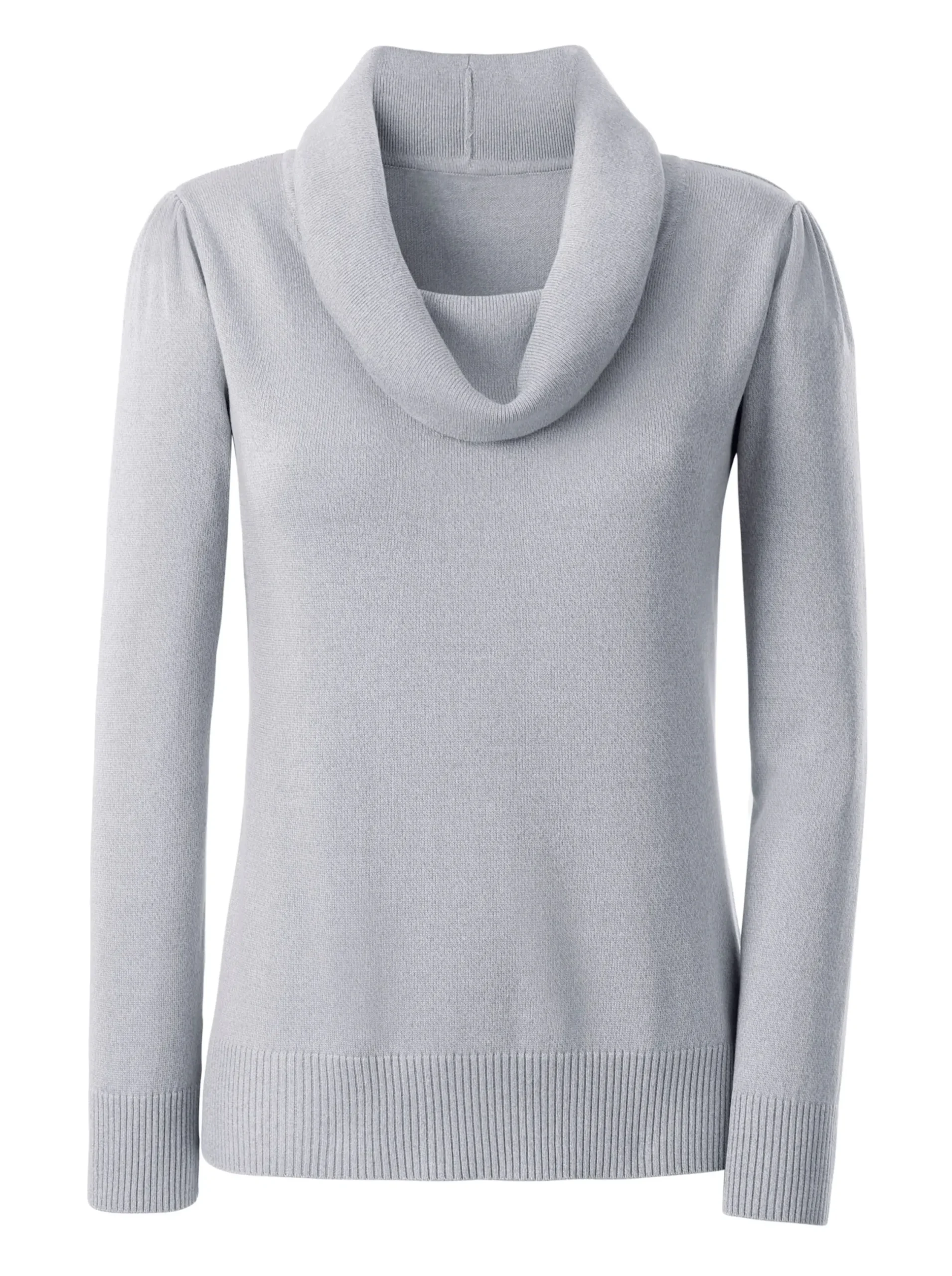 Basics| Wasserfallpullover im Baumwoll-Viskose-Mix grau-meliert